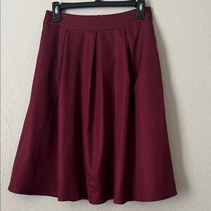 Yige Women's High Waist Flared Skirt Pleated Midi Skirt with Pocket in Size 6